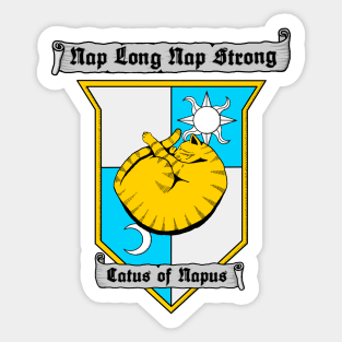 Cat Coat of Arms Shirt: Nap Long Nap Strong Sticker